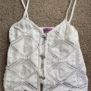 Edikted White Knit Top with Intricate Pattern